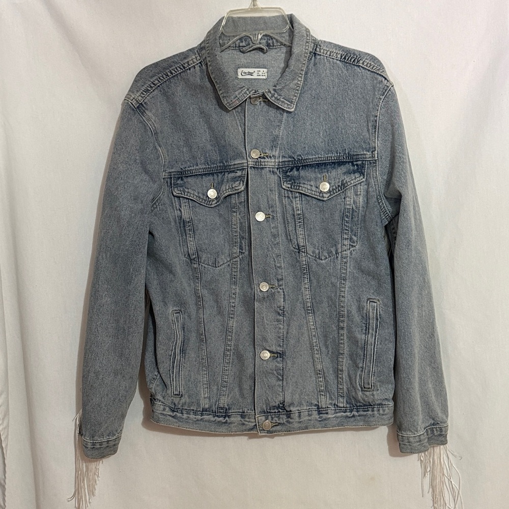 Elia Cher Light Denim Jacket W/Fringes, Size 8-10, EUC, MAKE AN OFFER!!!